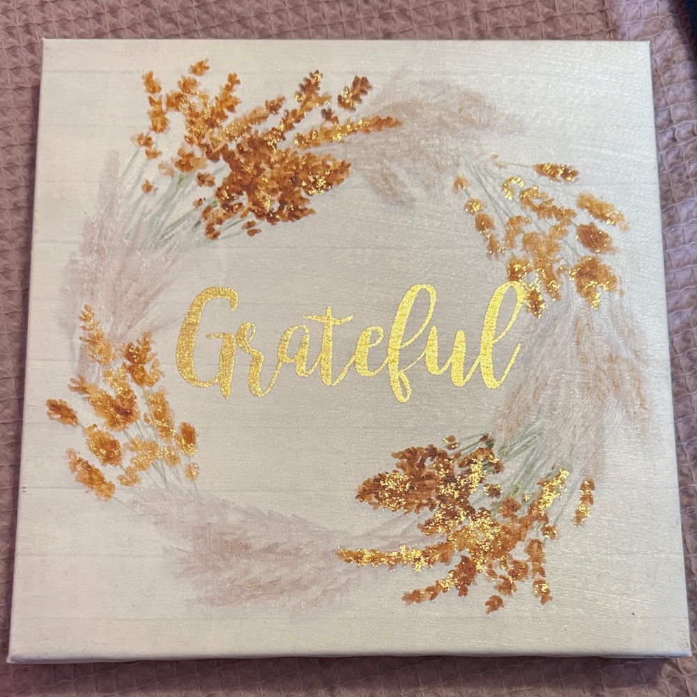 Grateful Canvas Wall Art with Gold Accents